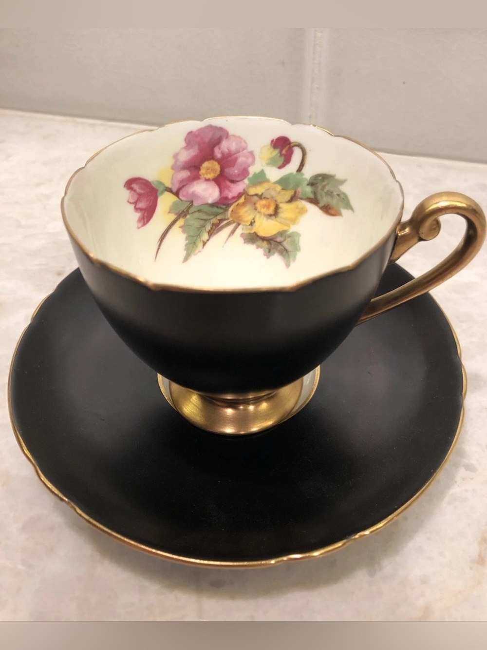 Antique Shelley teacup and saucer. Gorgeous and Unique